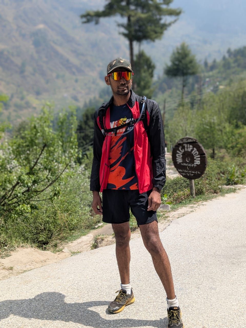 Manoj in race kit on a mountain road