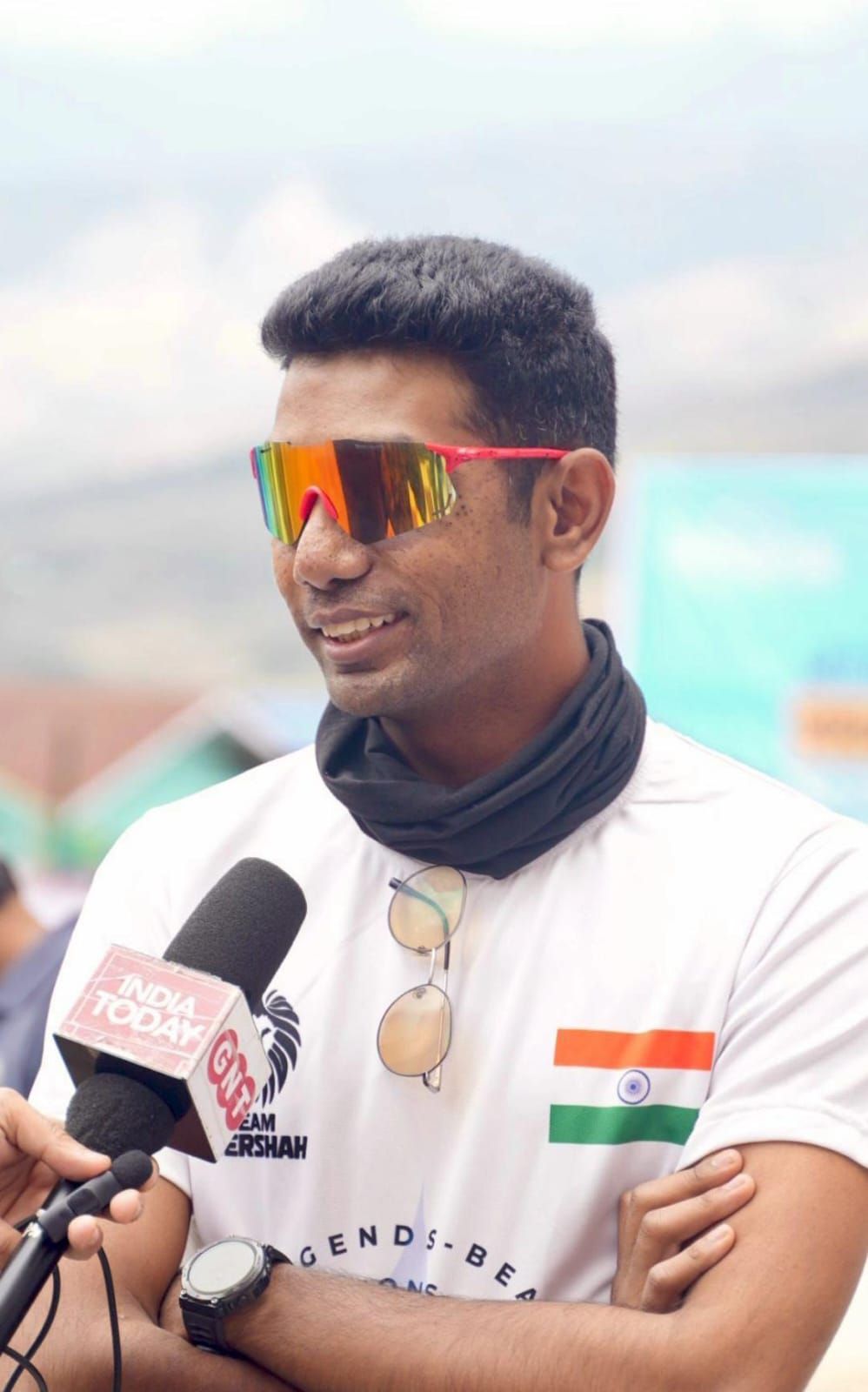 Manoj speaking to India Today in a Team Shershah jersey